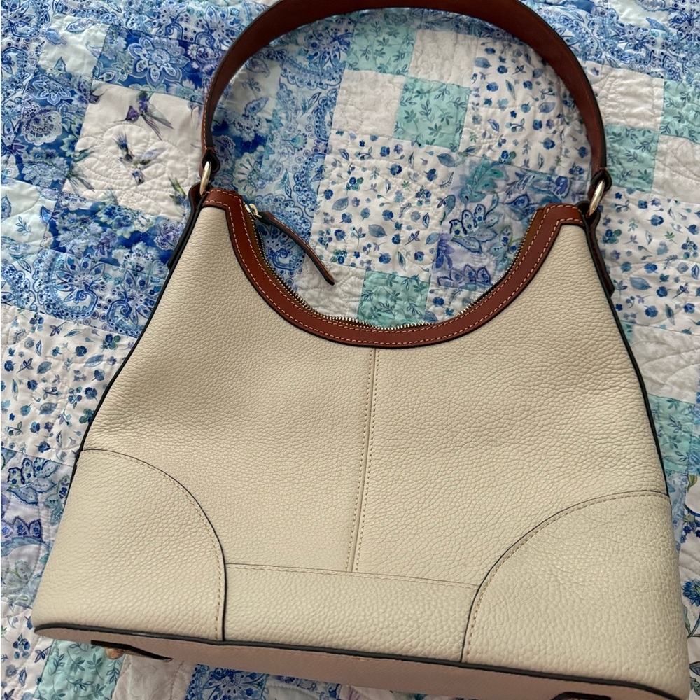 Dooney & Bourke Cream and Brown Hobo Bag - Picture 3 of 6